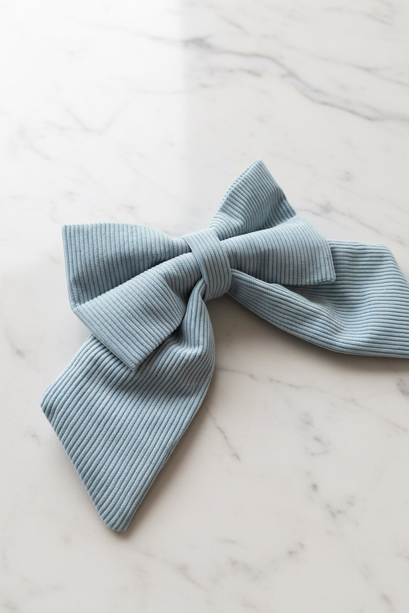 Powder Blue Corduroy Sailor Bow