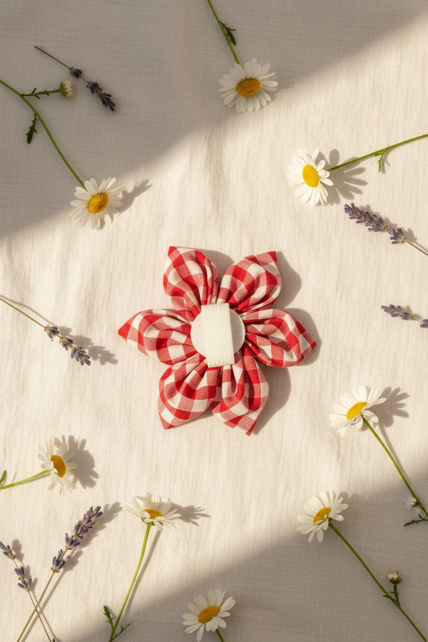 Picnic Pals - Red Gingham Collar Flower