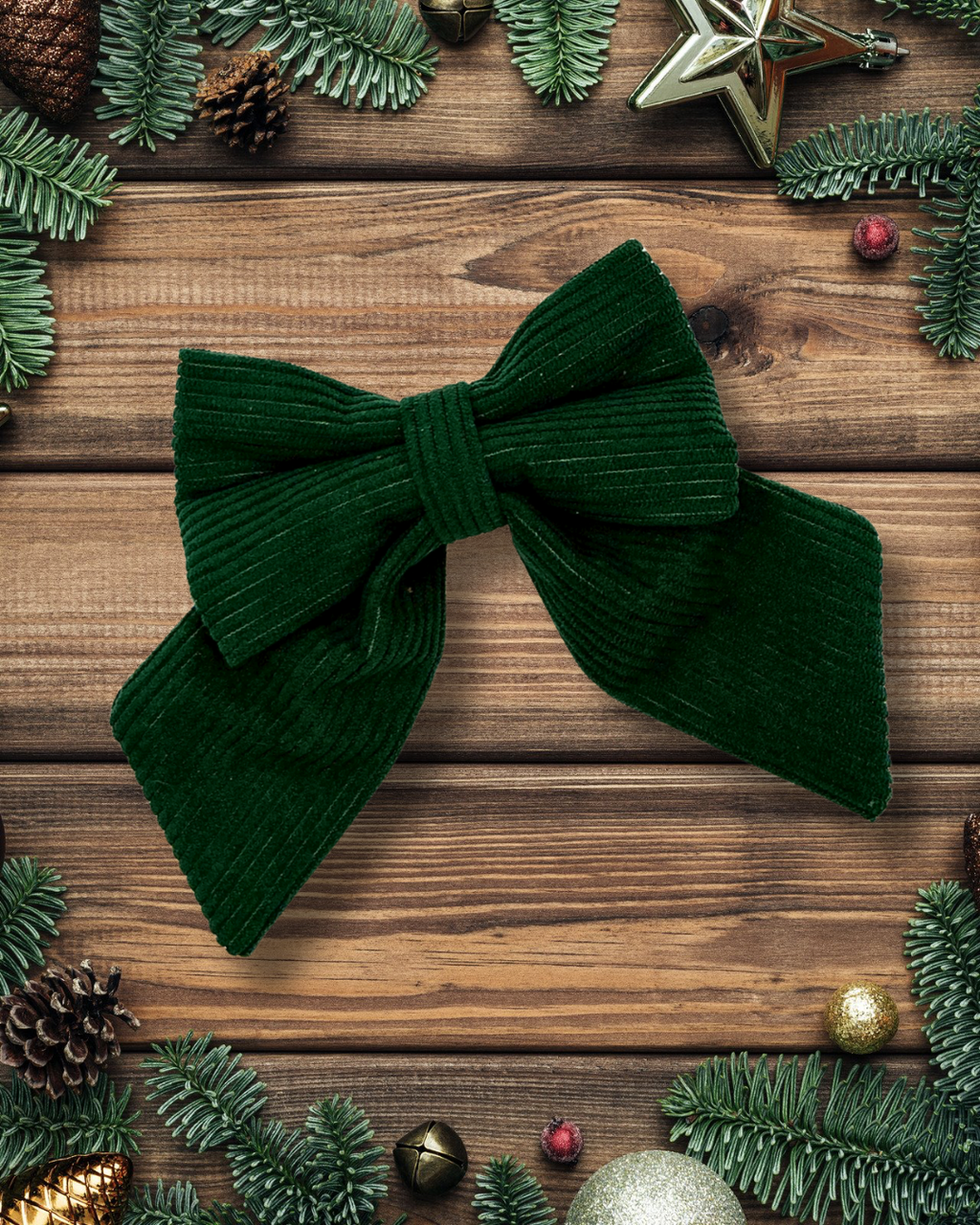 Dark Green Corduroy Sailor Bow