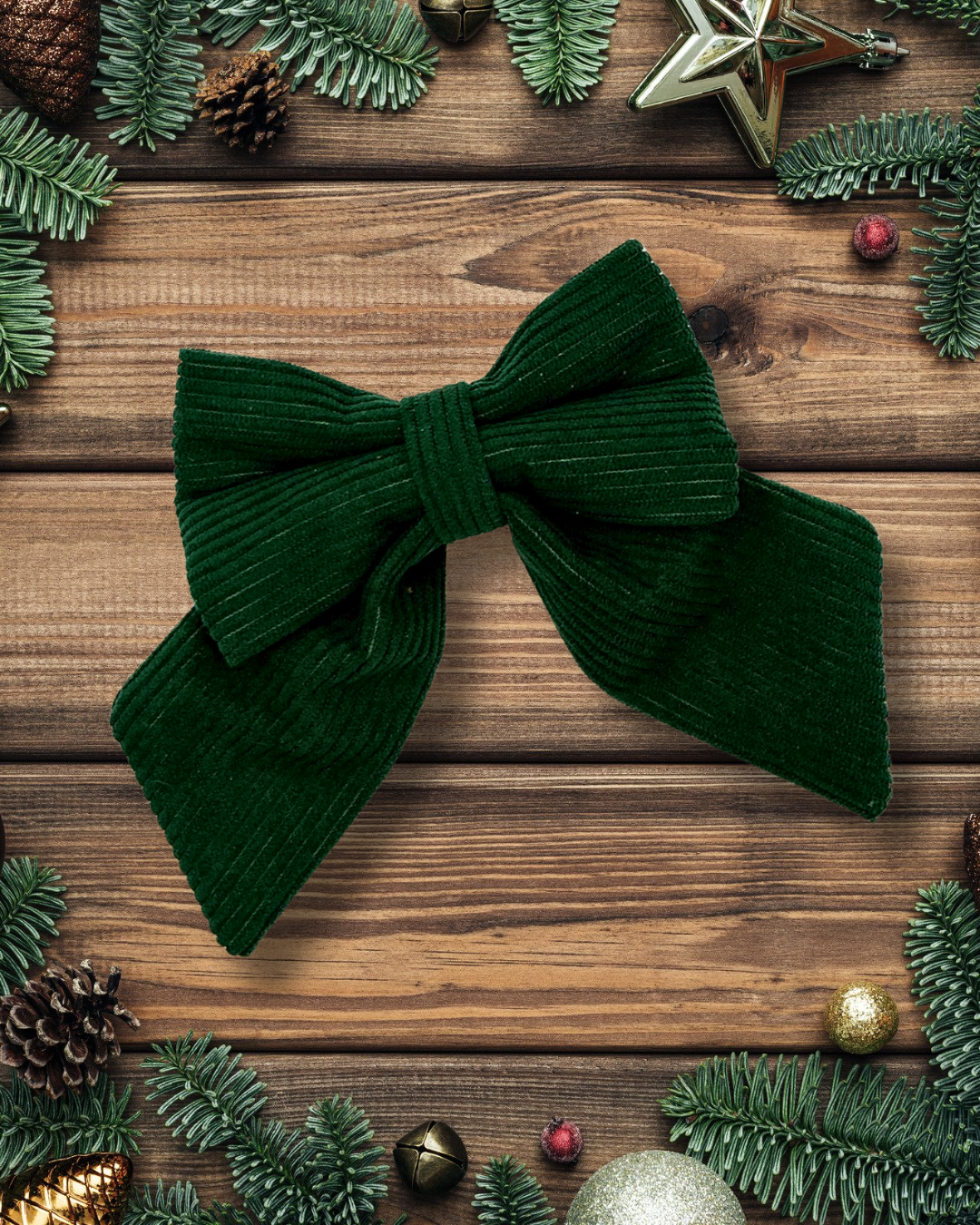 Dark Green Corduroy Sailor Bow