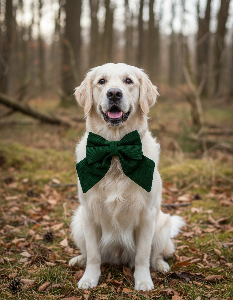 Dark Green Corduroy Sailor Bow