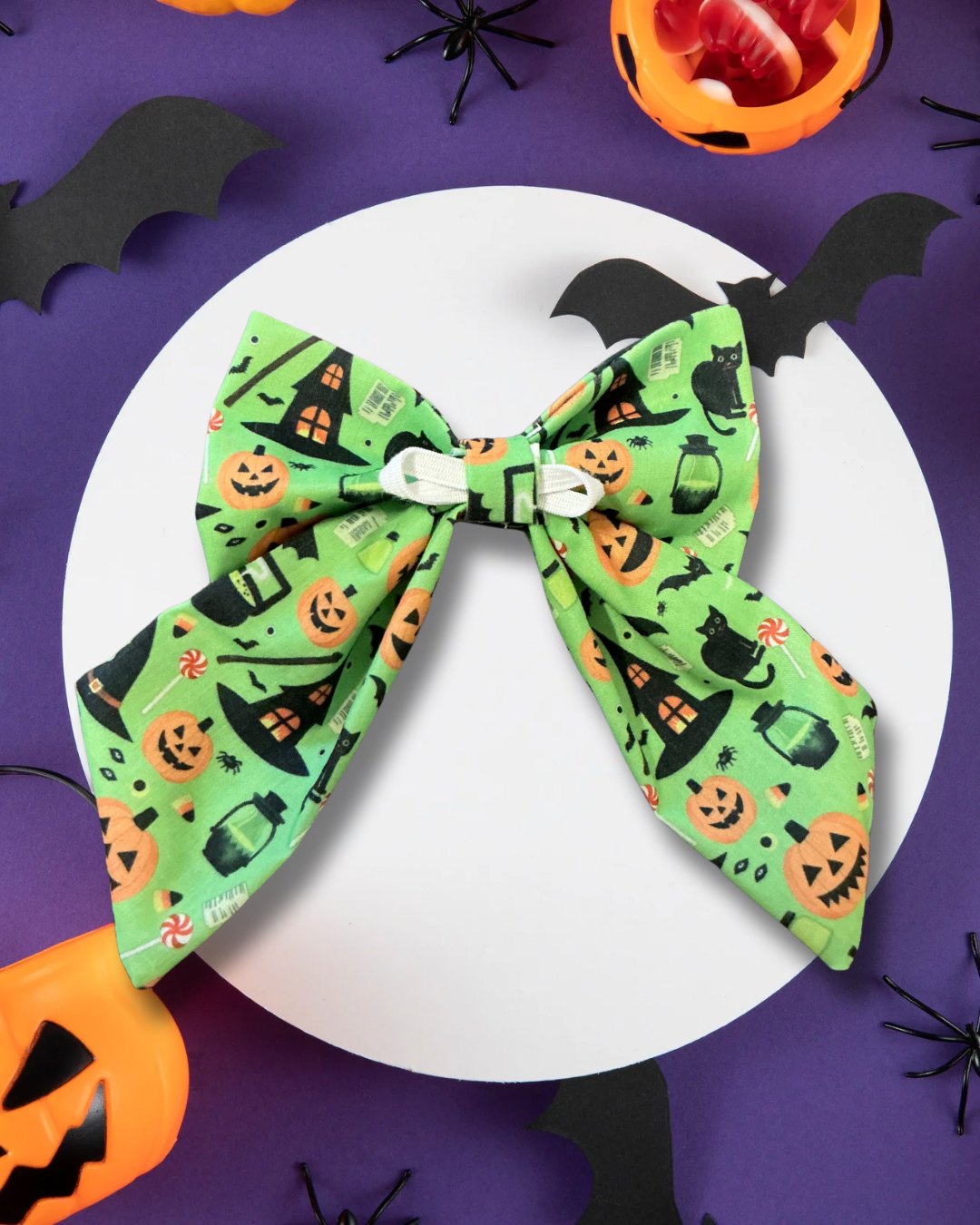 Green Halloween Sailor Bow