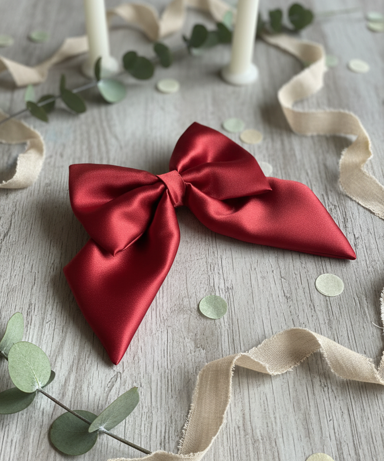 Satin Luxe Sailor Bow - Burgundy