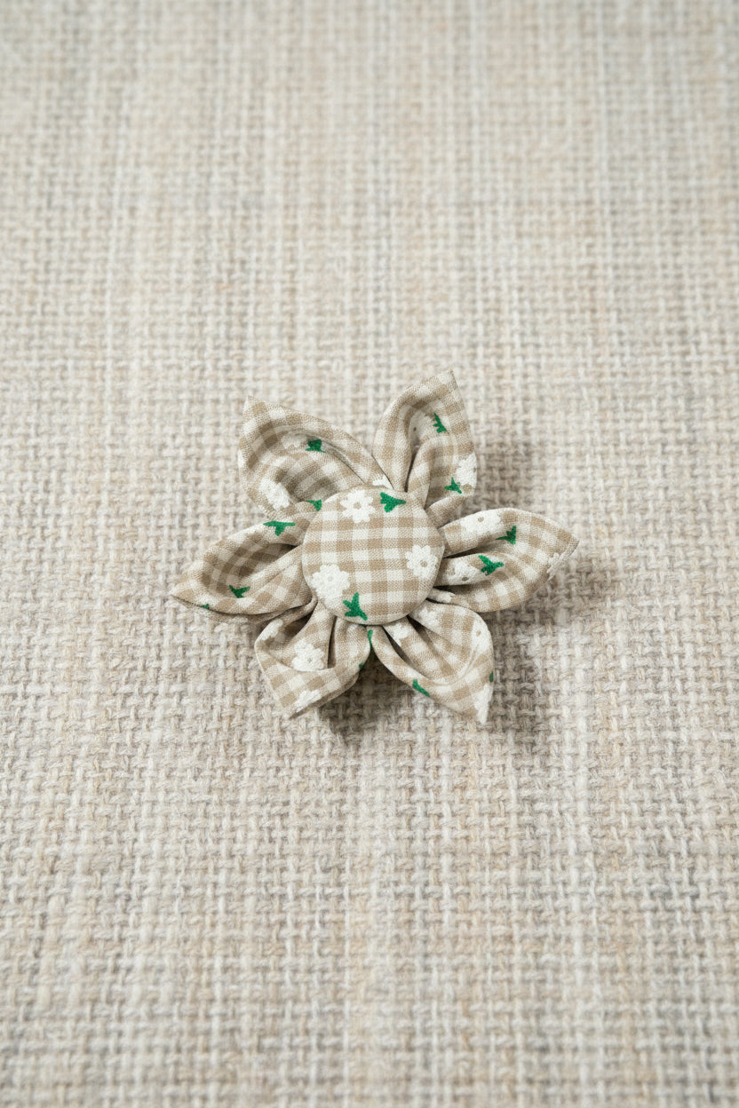 Floral Gingham Print Collar Flower