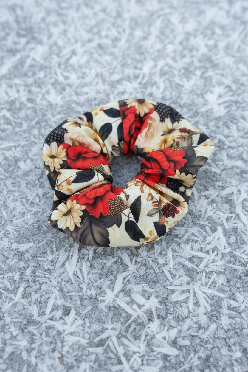 Vintage Winter Florals Matching Hair Scrunchie