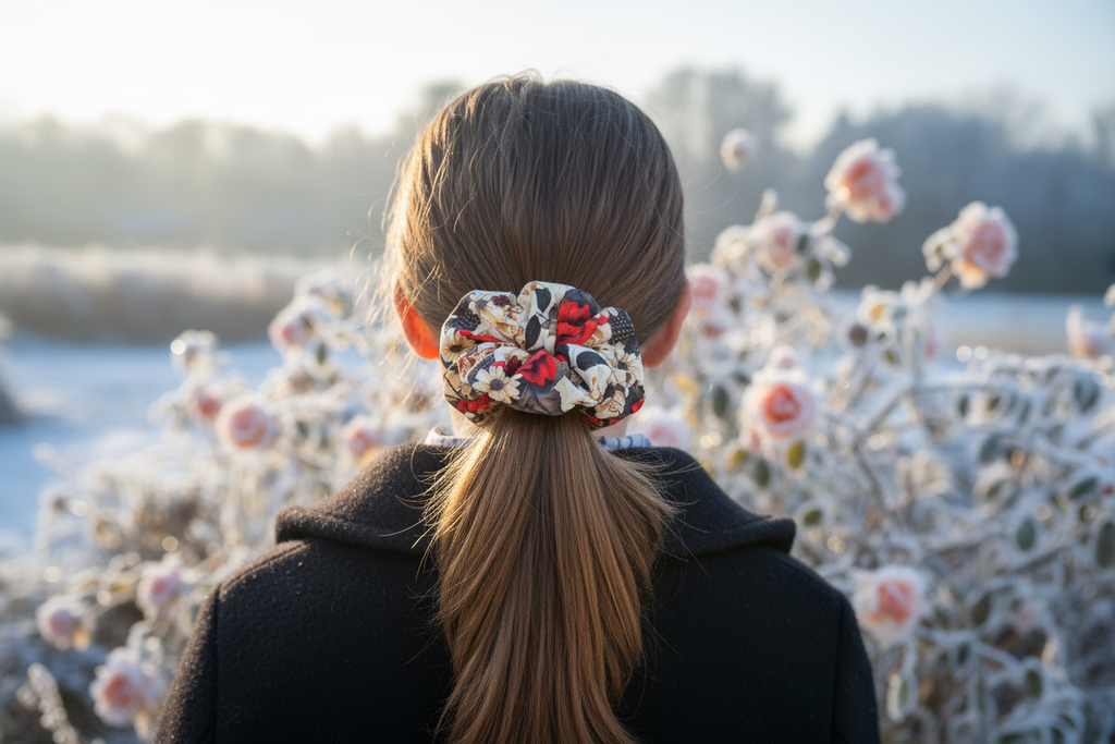 Vintage Winter Florals Matching Hair Scrunchie