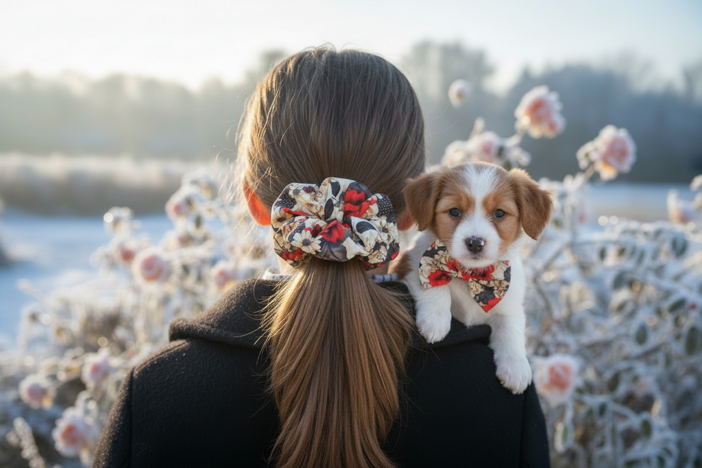Vintage Winter Florals Matching Hair Scrunchie