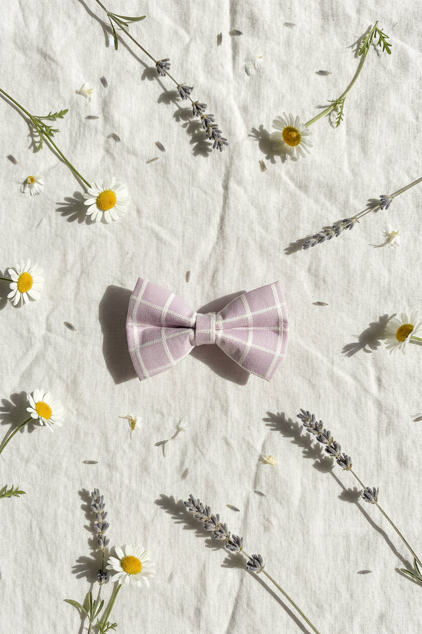 Lilac Lines Dog Bow Tie