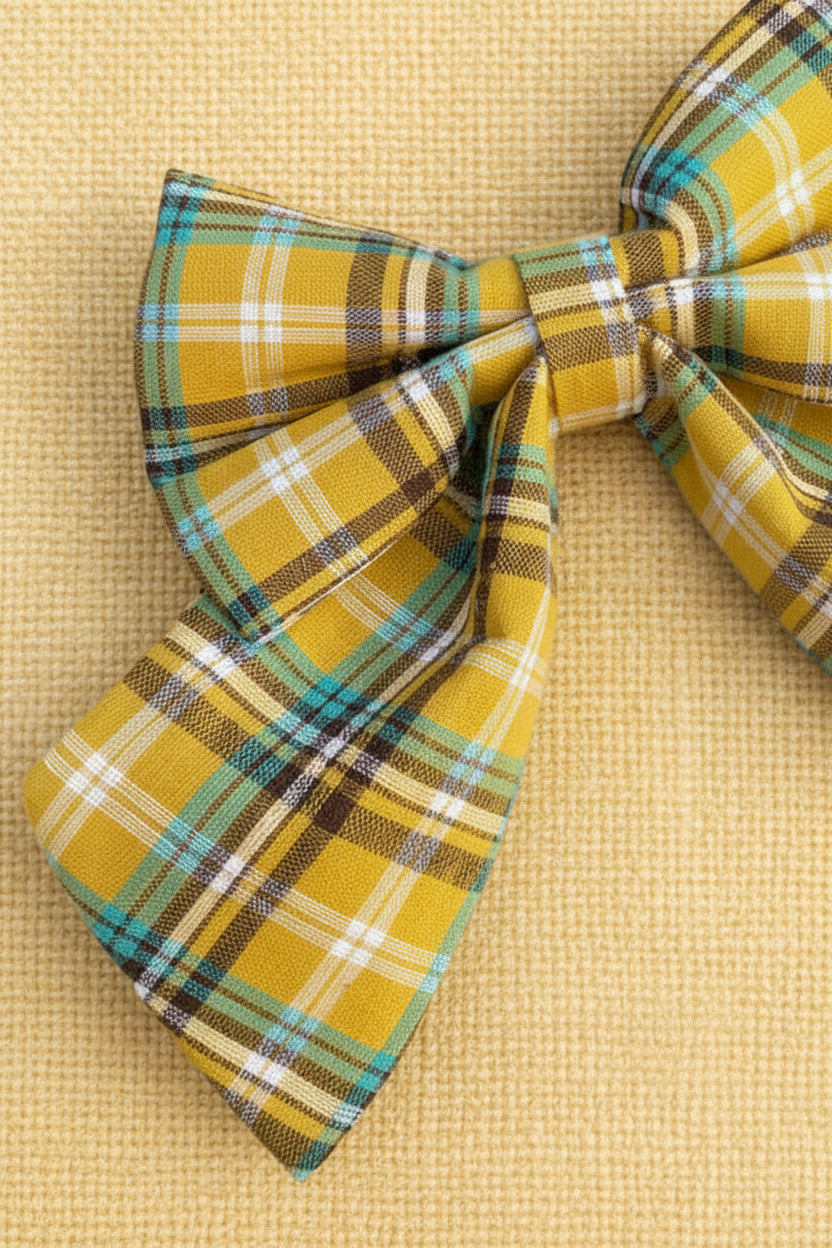Heritage Hound Sailor Bow - Yellow Plaid
