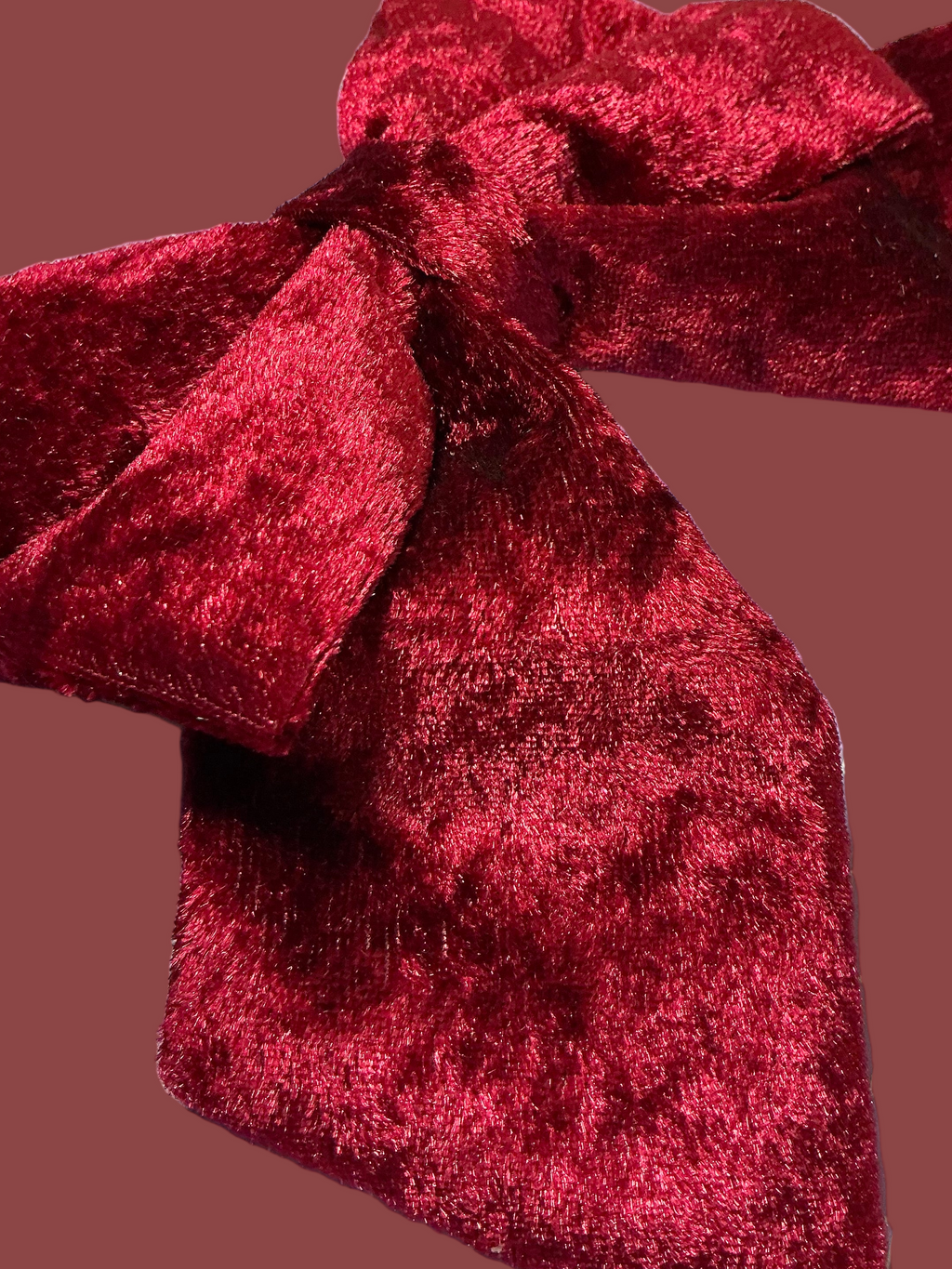 Crushed Velvet Sailor Bow – Burgundy