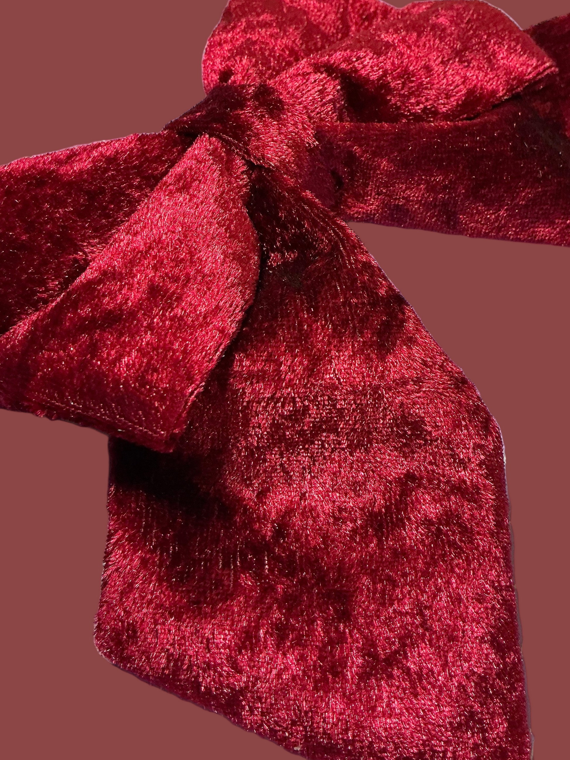 Crushed Velvet Sailor Bow – Burgundy