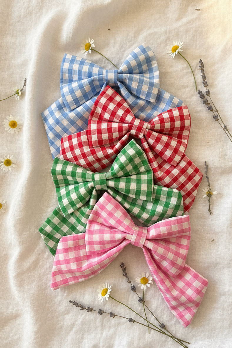 Picnic Pals - Traditional Gingham Sailor Bow Blue