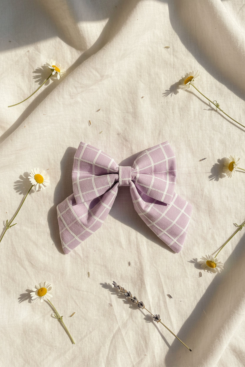 Lilac Lines Dog Sailor Bow