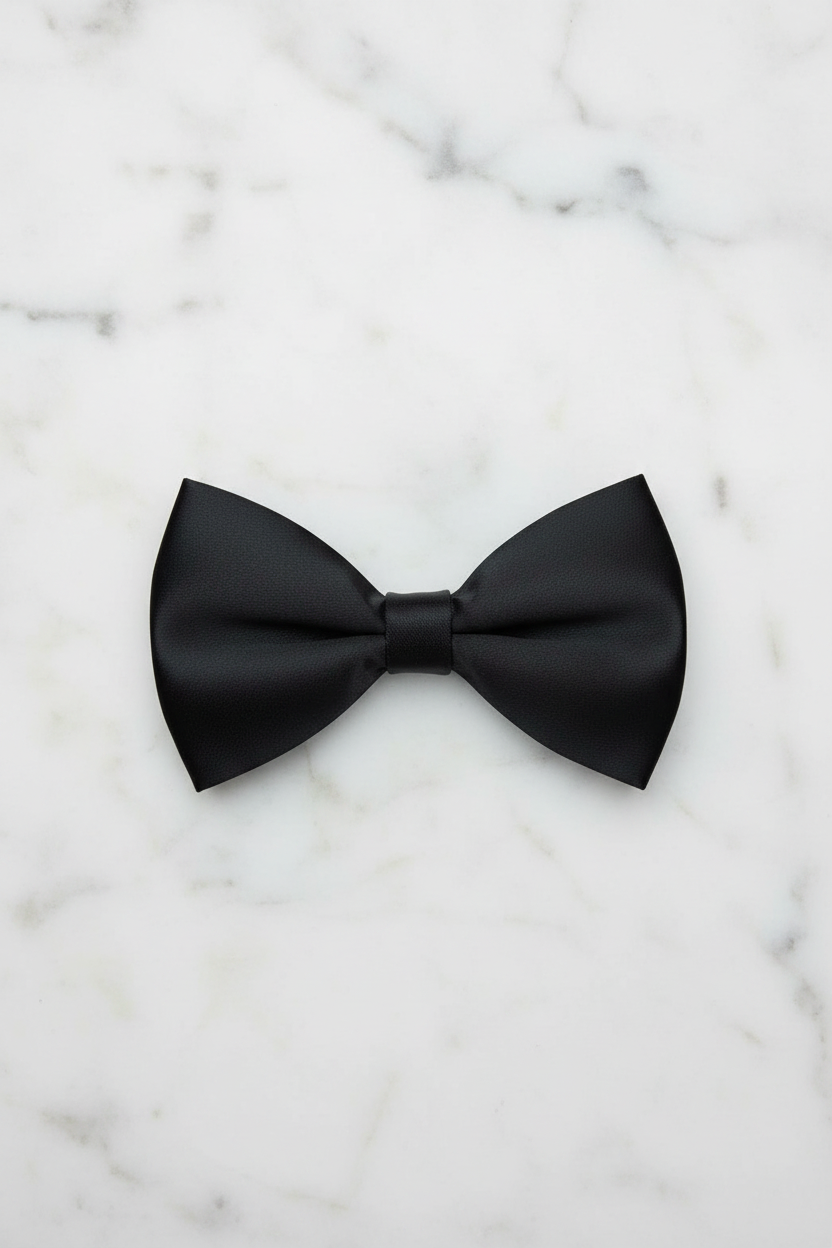 Stretch Satin Luxe Bow Tie - Black
