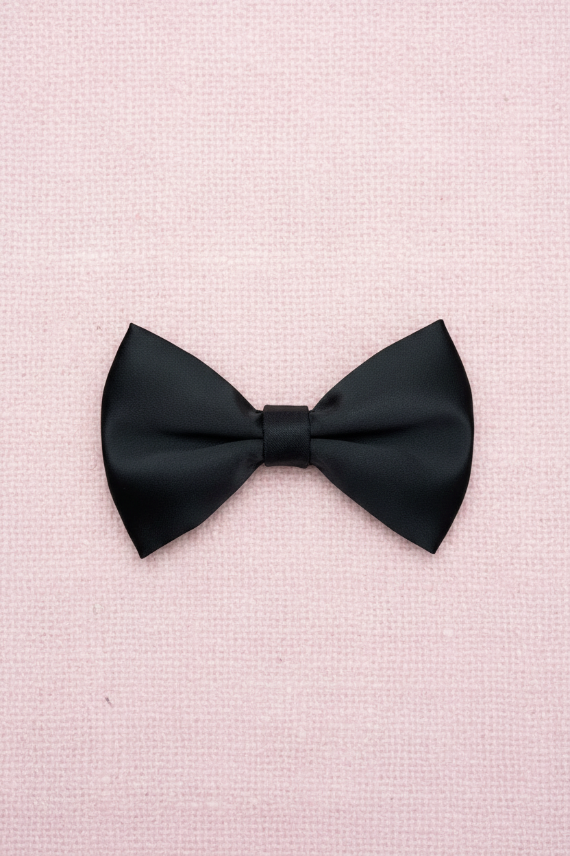 Stretch Satin Luxe Bow Tie - Black