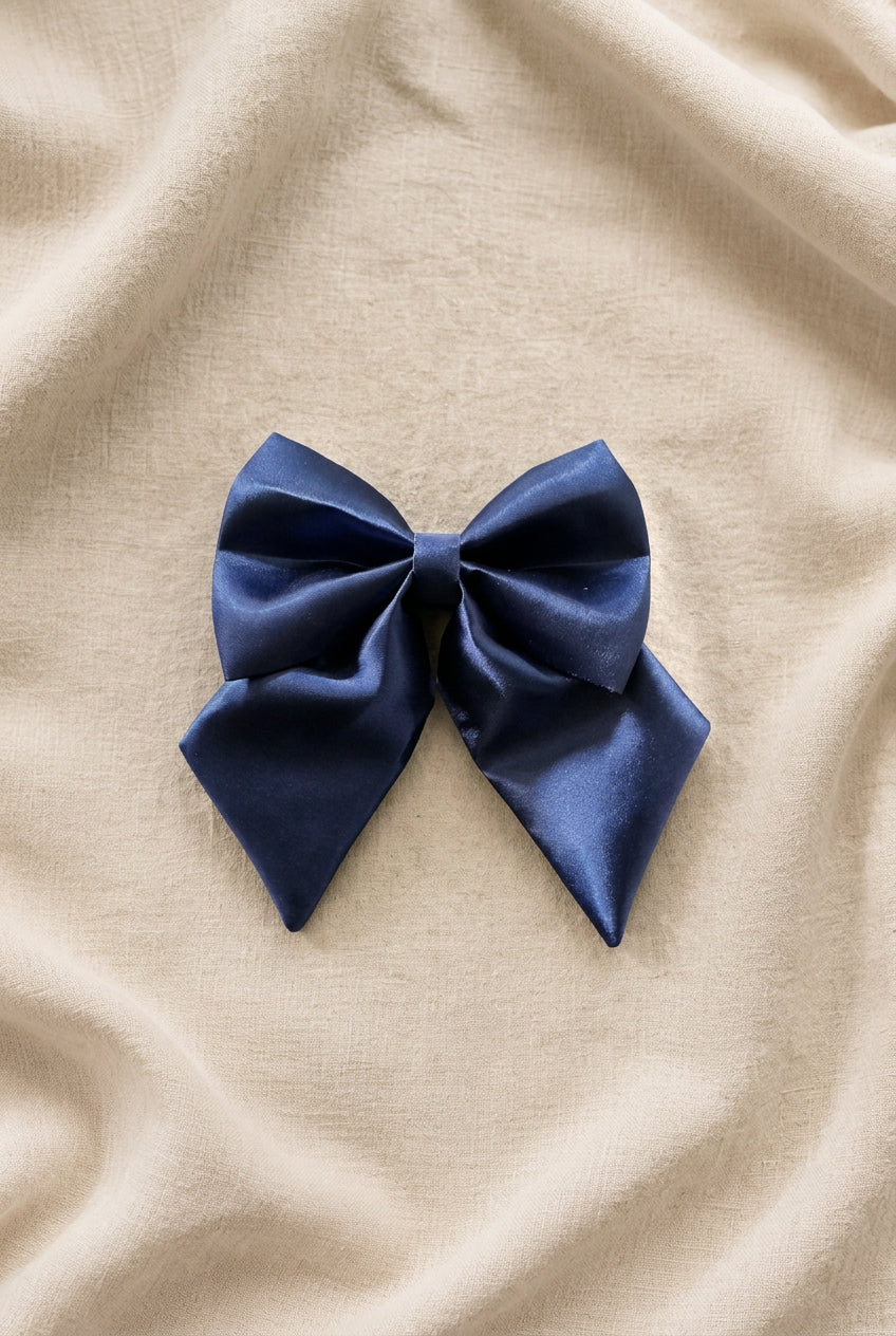 Social Season - Navy Satin Sailor Bow