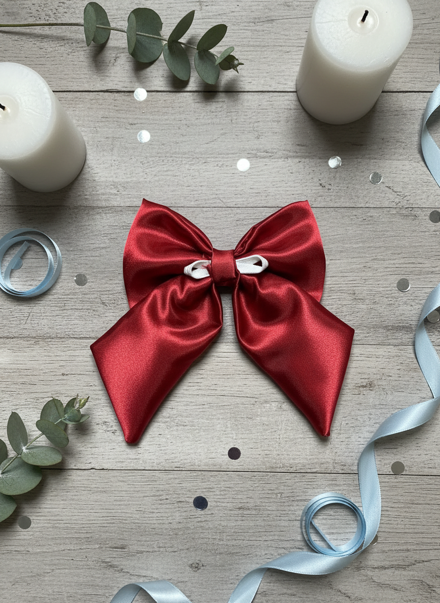 Satin Luxe Sailor Bow - Burgundy