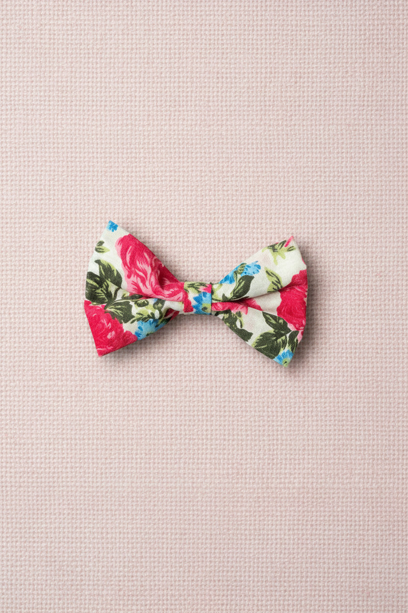 Fur-tastic Florals Pink Bow Tie