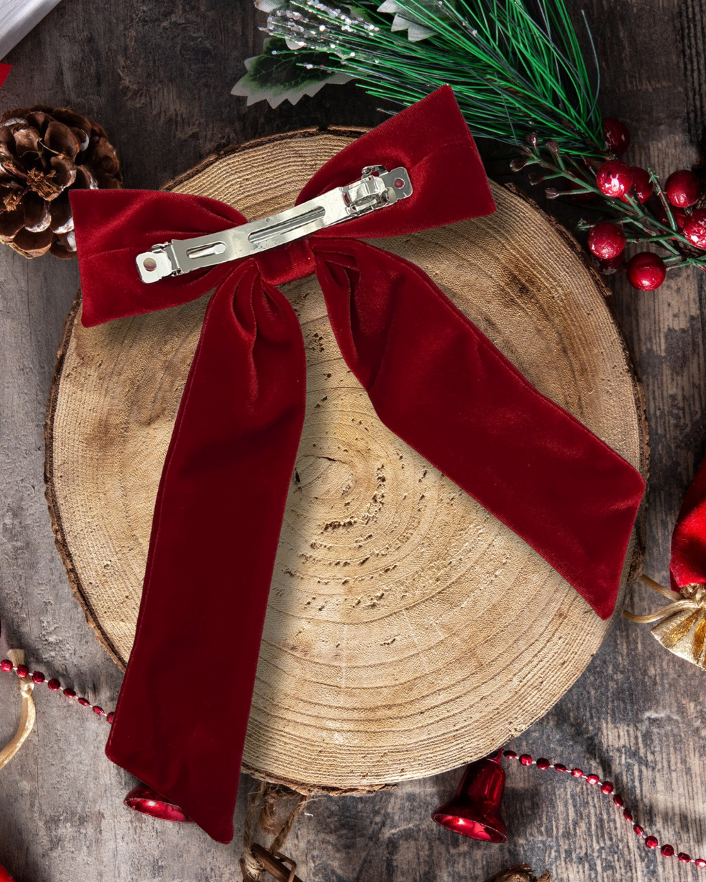 Red Velour Hair Bow