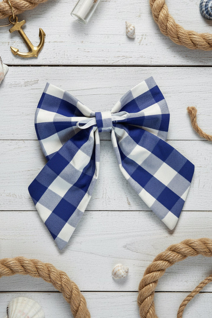 Harbour Gingham Dog Sailor Bow