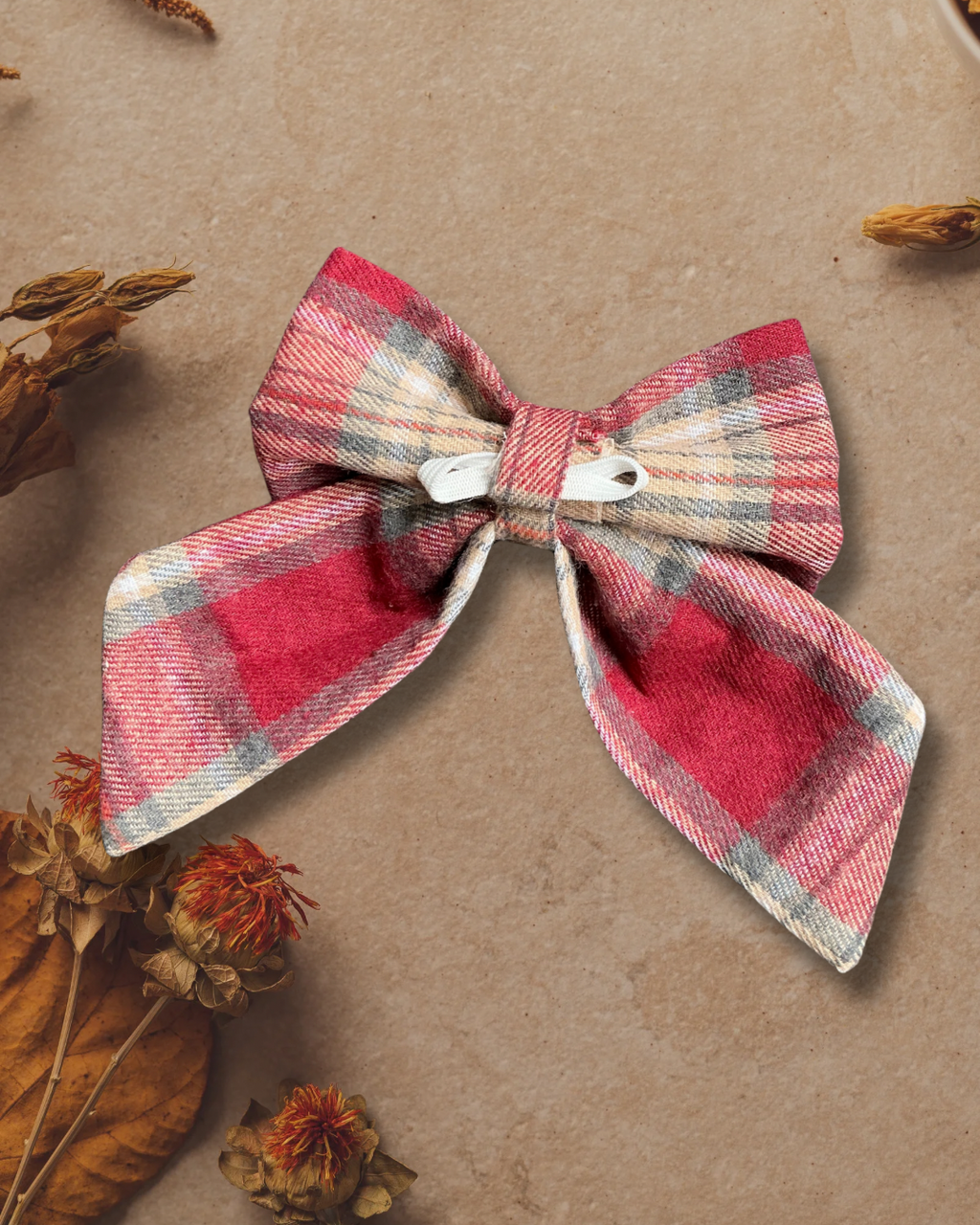 Heritage Hound Sailor Bow - Burgundy Plaid