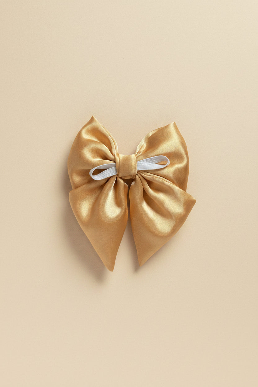 Little Satin Rambler Bow - Gold