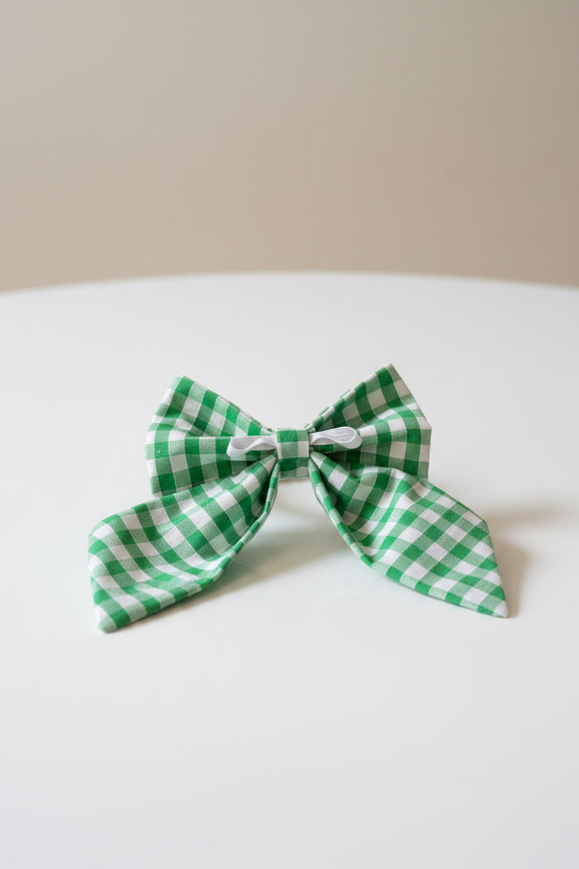 Picnic Pals - Traditional Gingham Sailor Bow Green