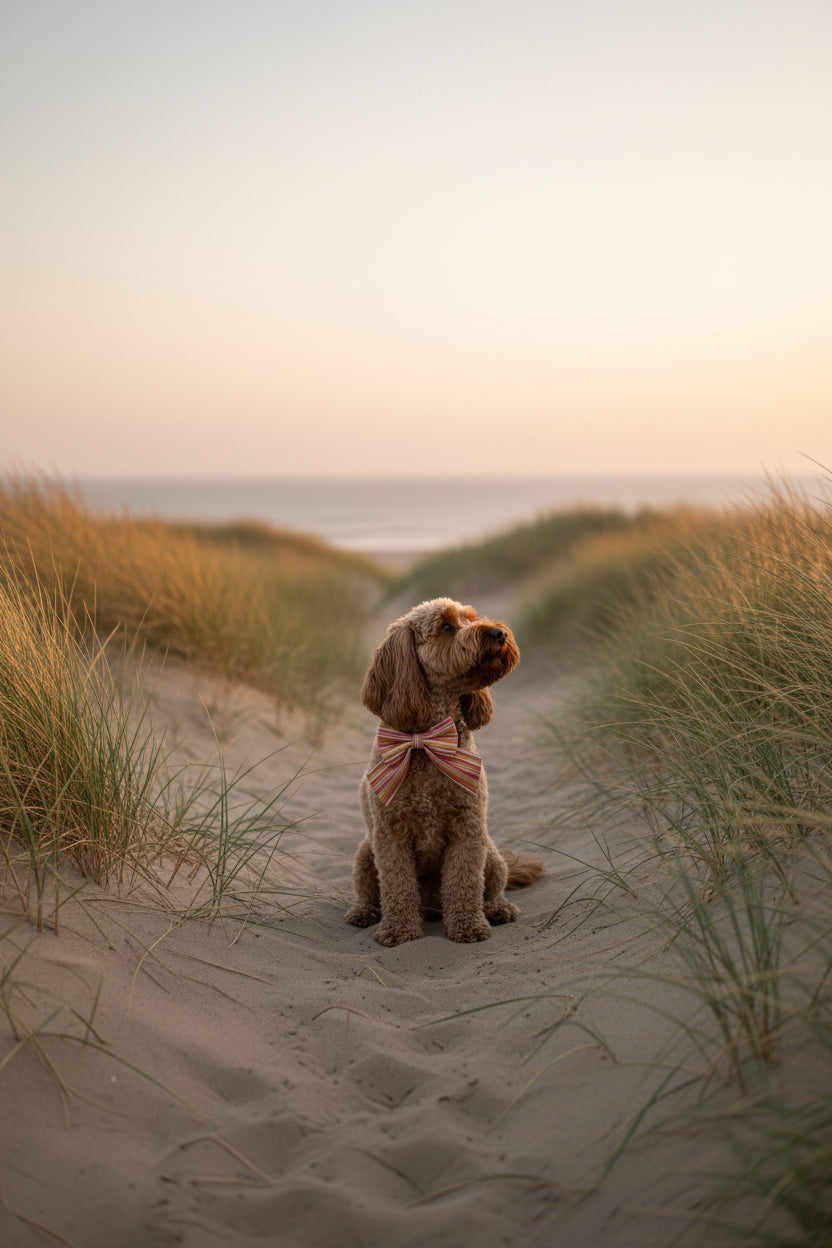 Sunset Stripe Dog Sailor Bow