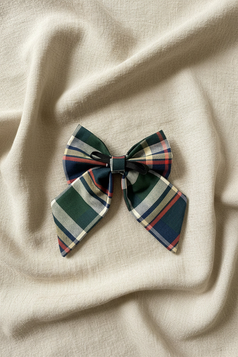 Countryside Club - Green Plaid Hair Bow Tie