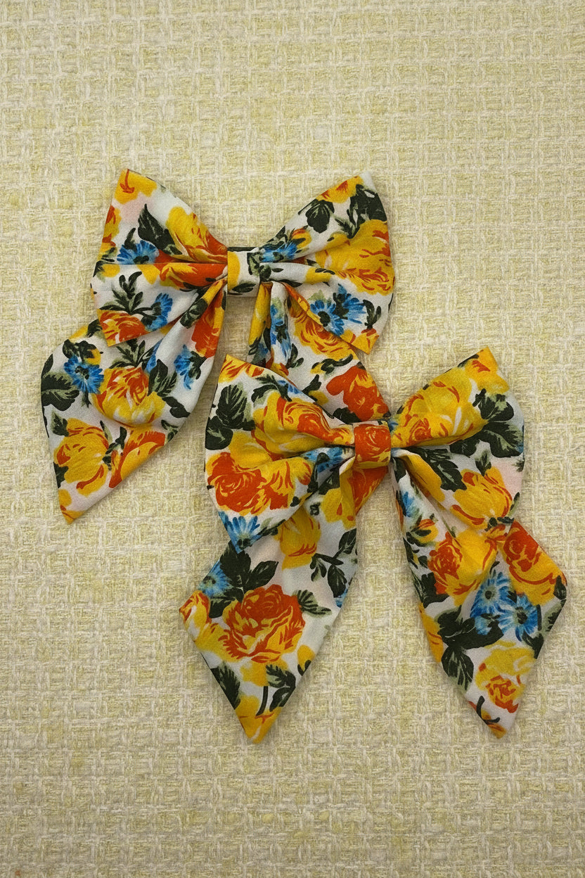 Fur-tastic Florals Yellow Sailor Bow
