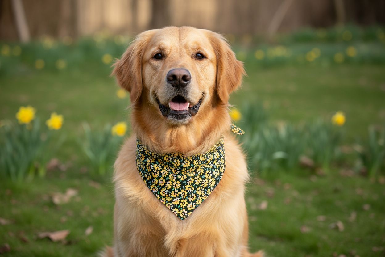 Floral Collar Bandana – Yellow Sunflower Print
