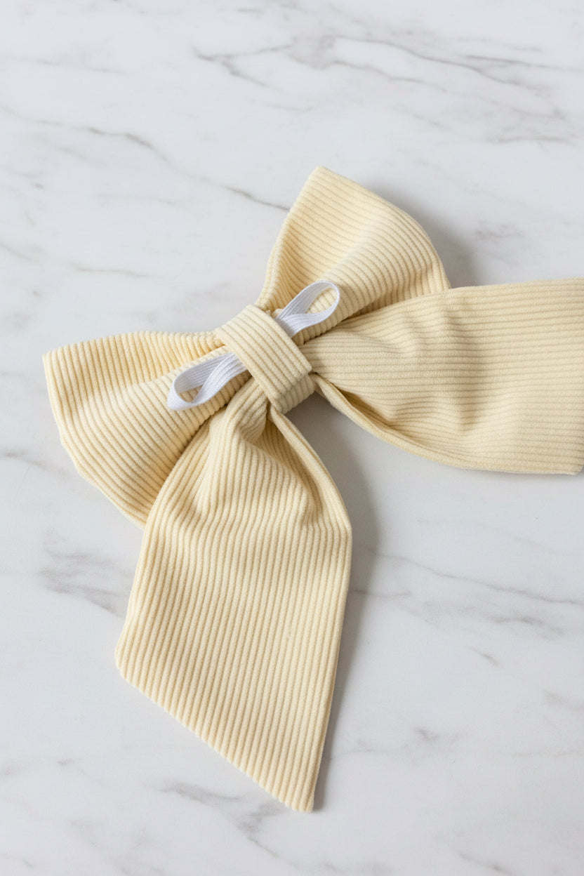 Buttercream Corduroy Sailor Bow