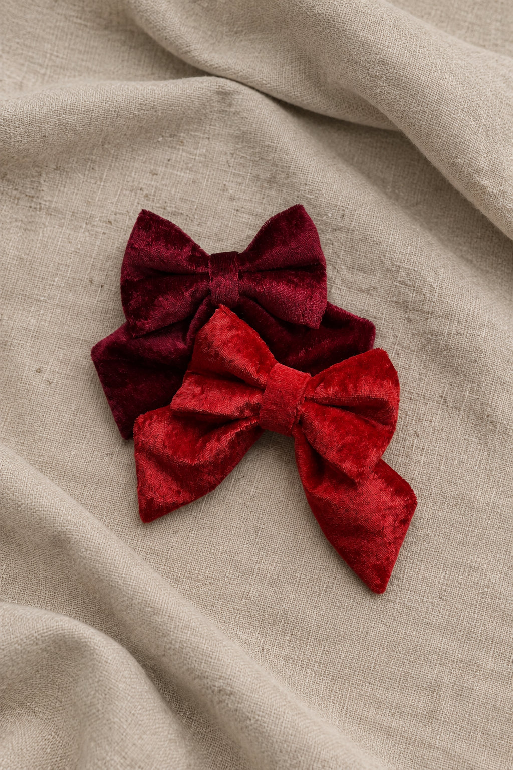 Season Season - Ruby Red Crushed Velvet Sailor Bow (Bestseller)