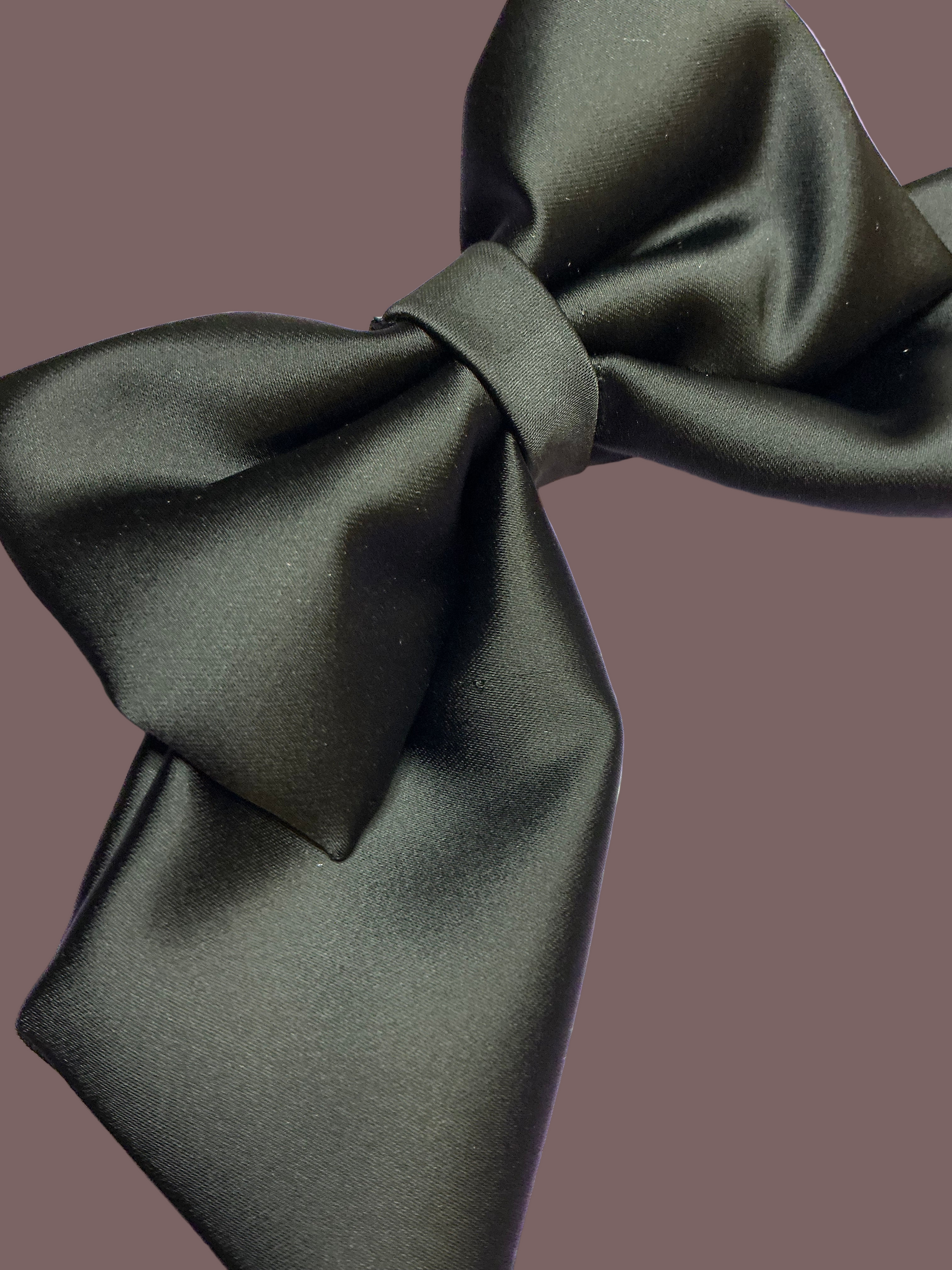 Stretch Satin Luxe Sailor Bow - Black