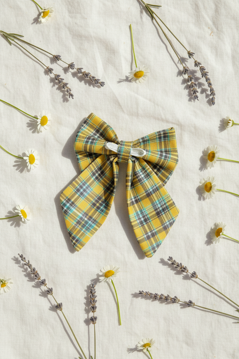 Heritage Hound Sailor Bow - Yellow Plaid