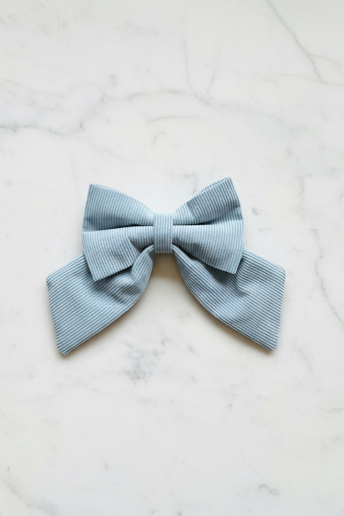Powder Blue Corduroy Sailor Bow