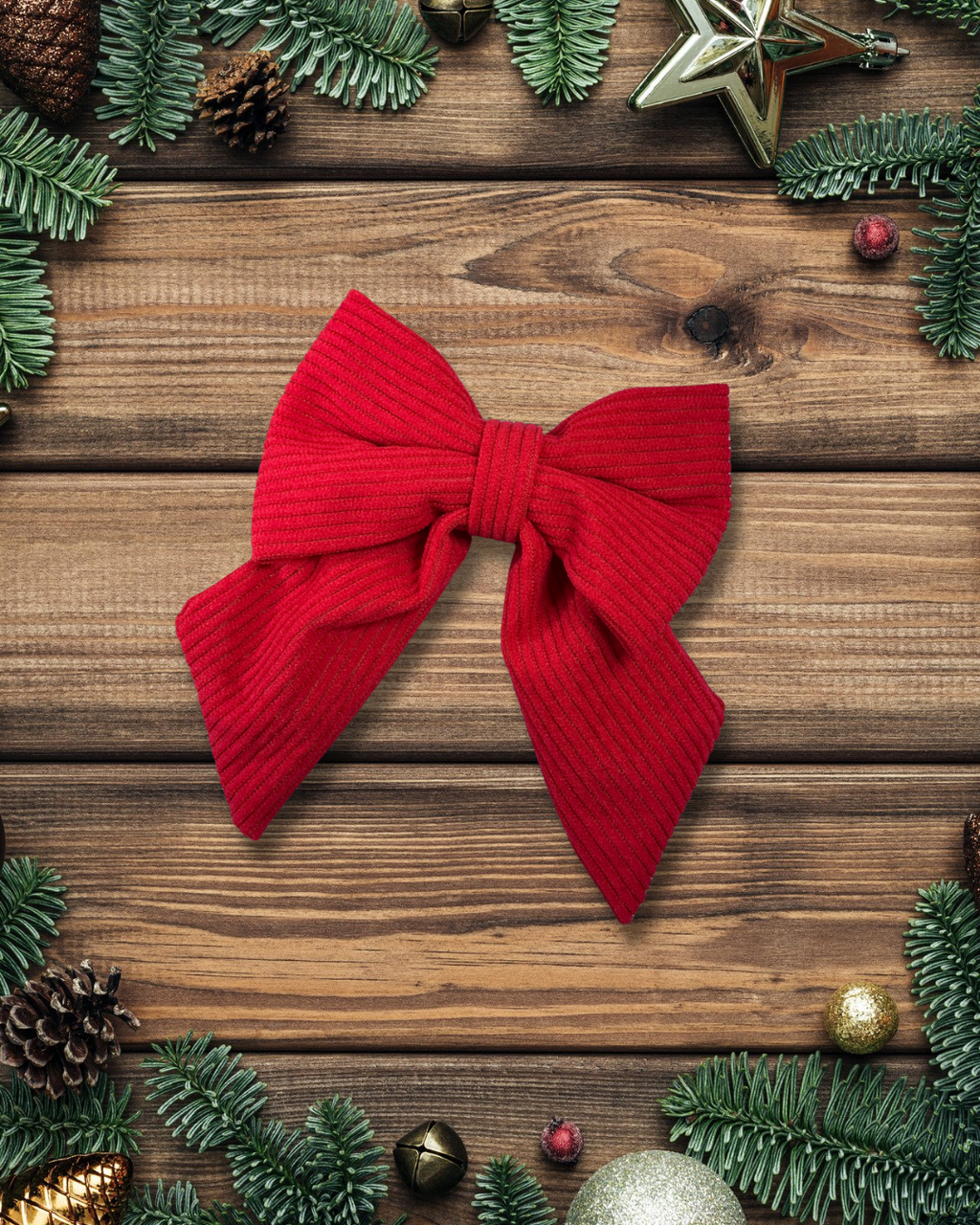 Burnt Red Corduroy Sailor Bow
