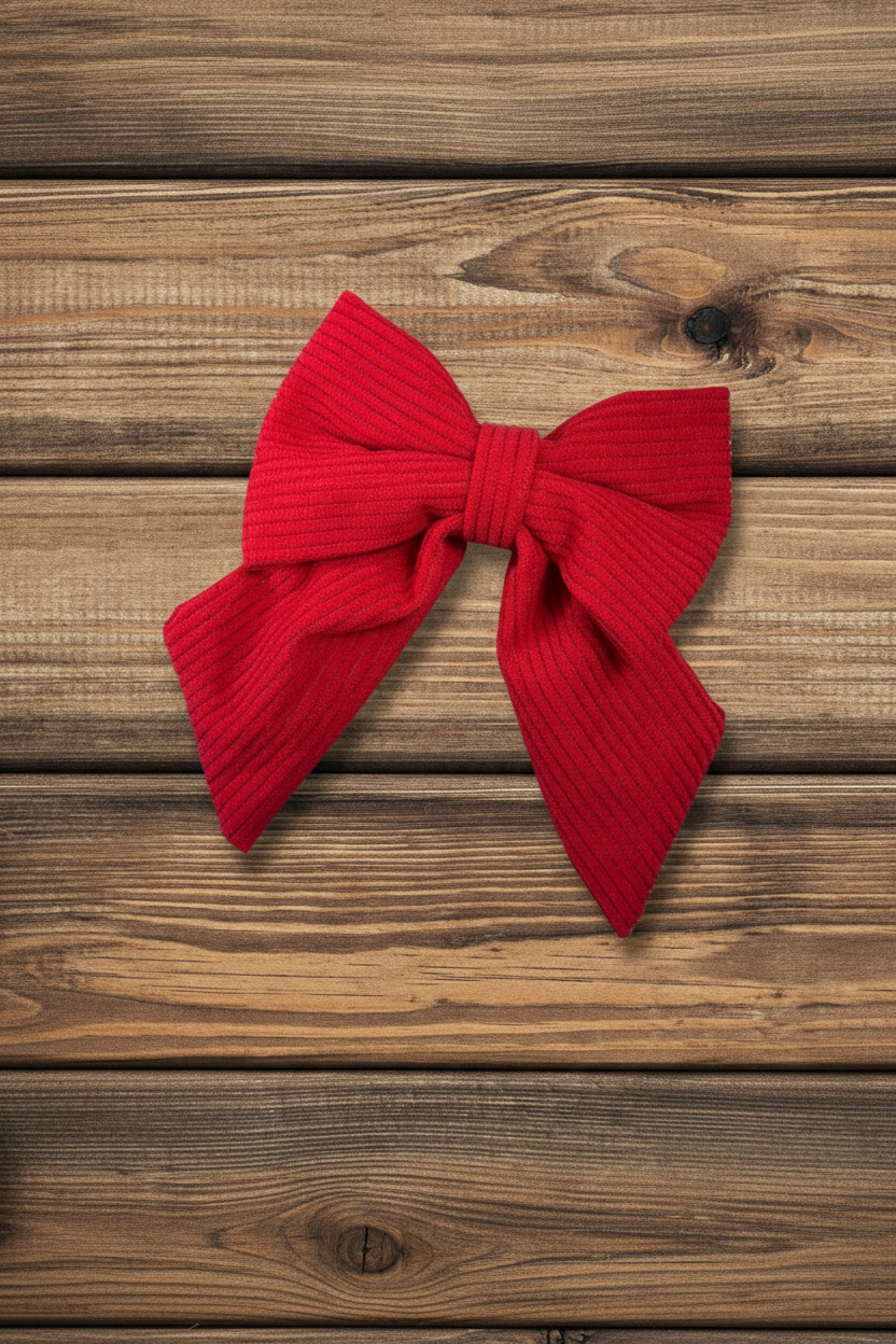 Burnt Red Corduroy Sailor Bow