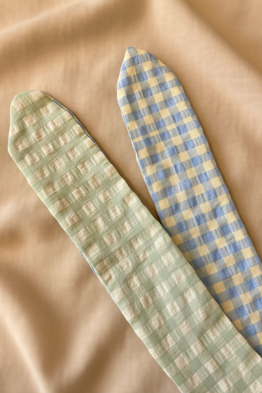Picnic Pals - Pastel Reversible Gingham Dog Neckerchief Sage & Bluebell