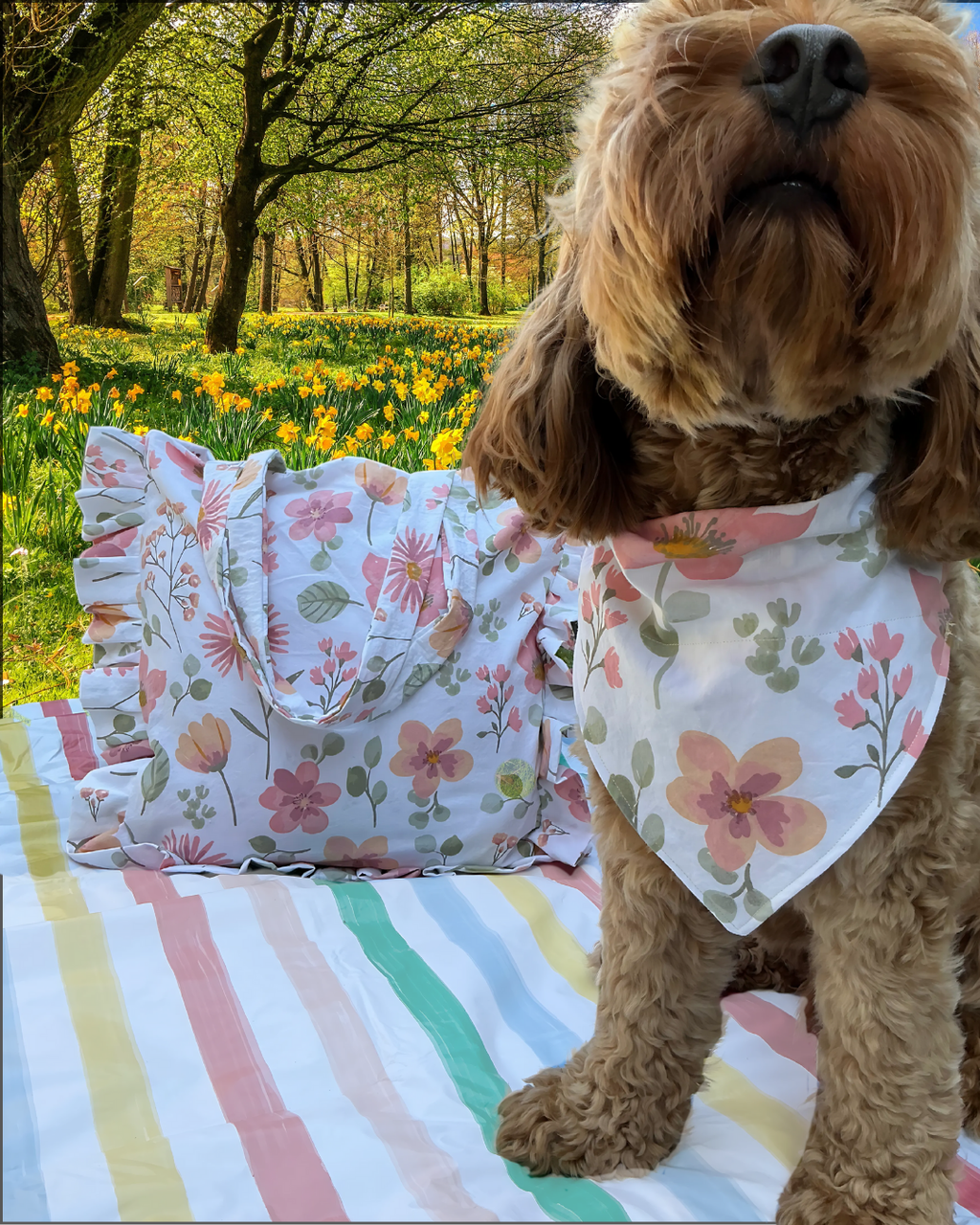 Picnic PAWfect: Cottage Charm Peach Bandana