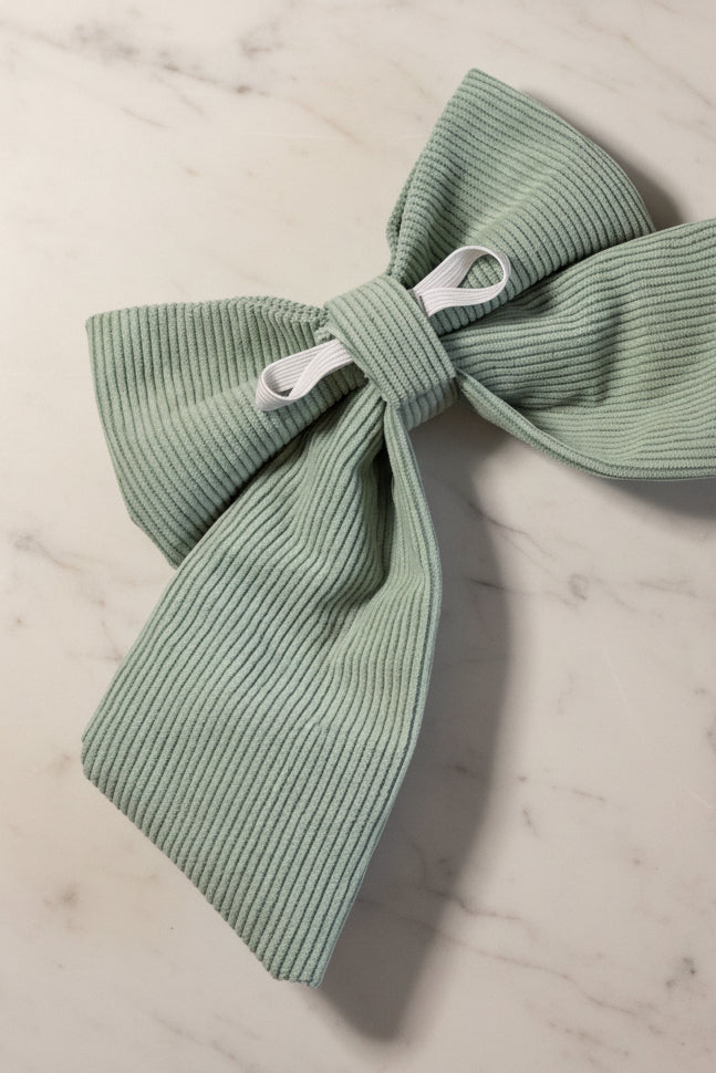 Pastel Dark Mint Corduroy Sailor Bow