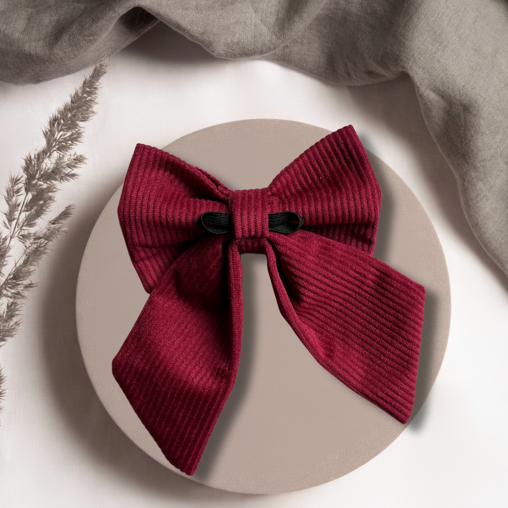Burgundy Corduroy Sailor Bow