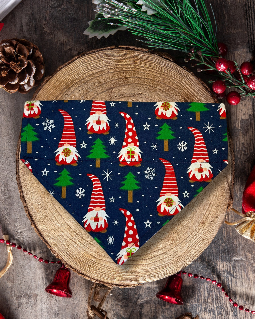 Gnome Christmas Bandana - Navy