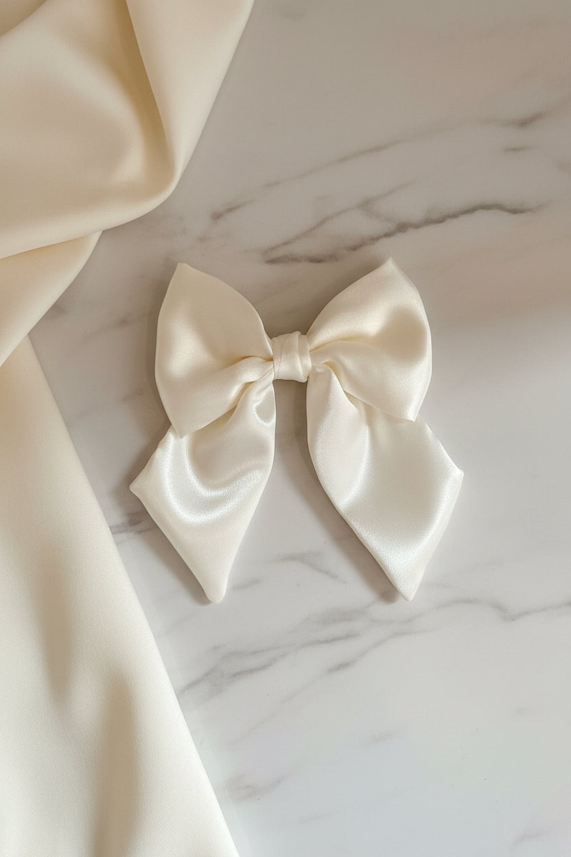 Satin Luxe Sailor Bow - Ivory