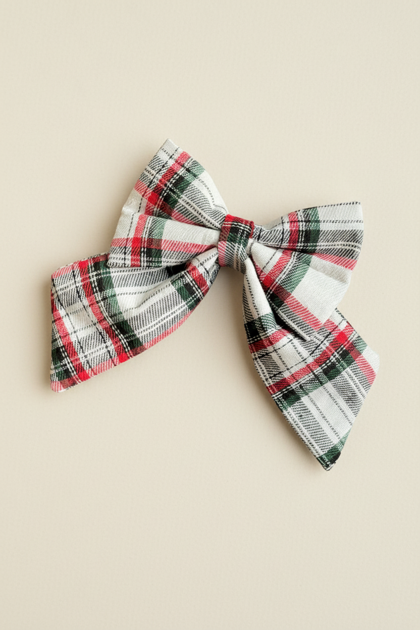 Heritage Hound Sailor Bow - White Plaid