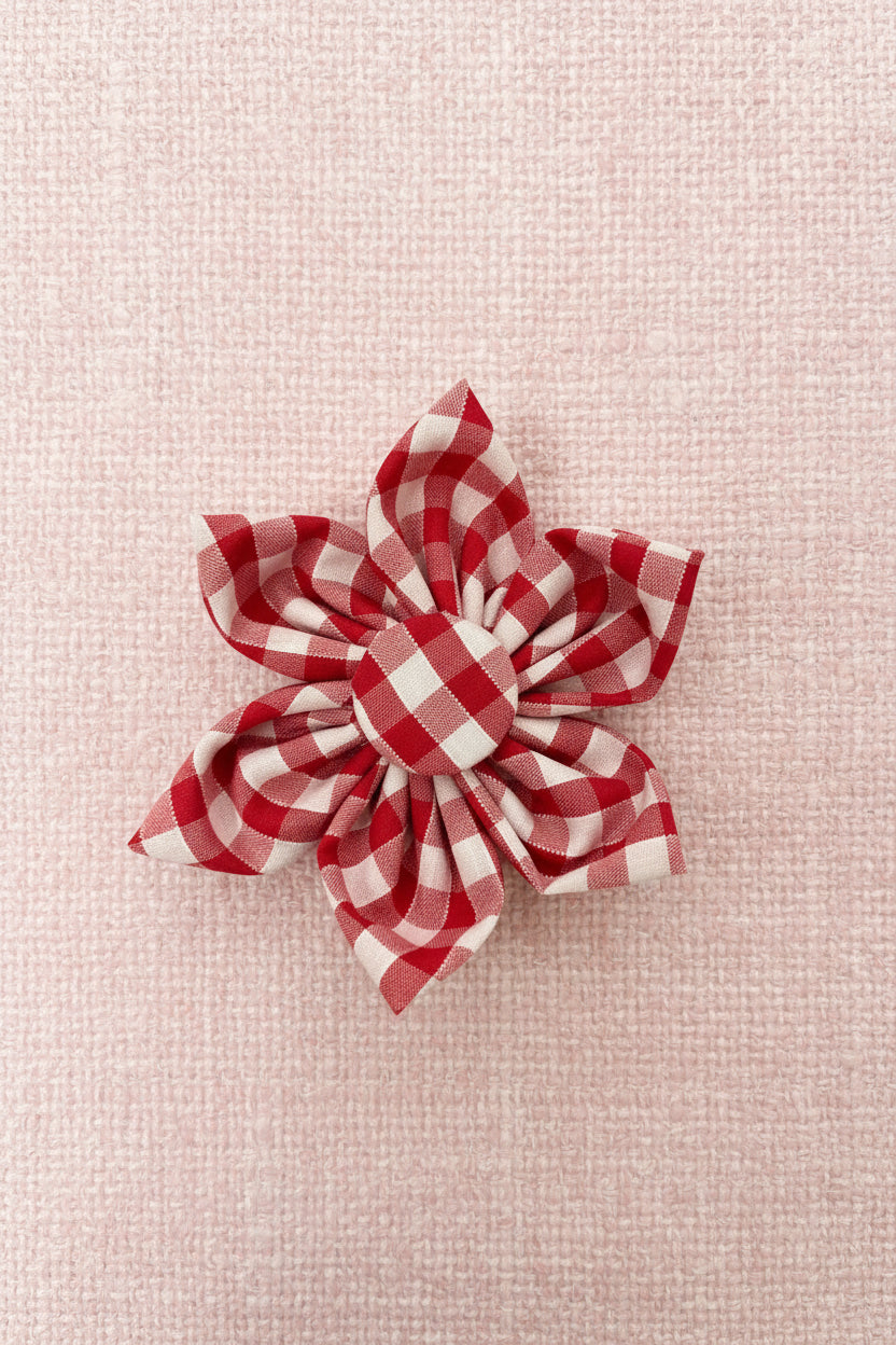 Valentines Red Gingham Collar Flower