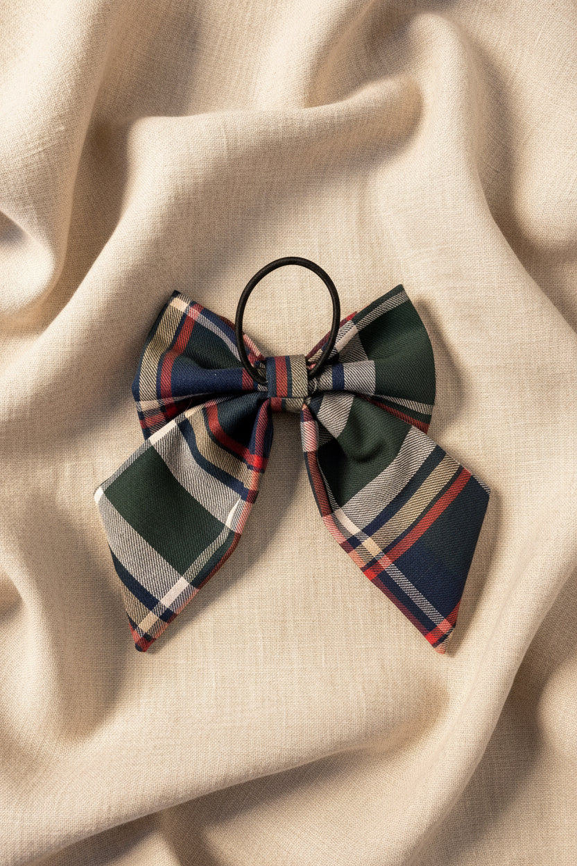 Countryside Club - Green Plaid Hair Bow Tie