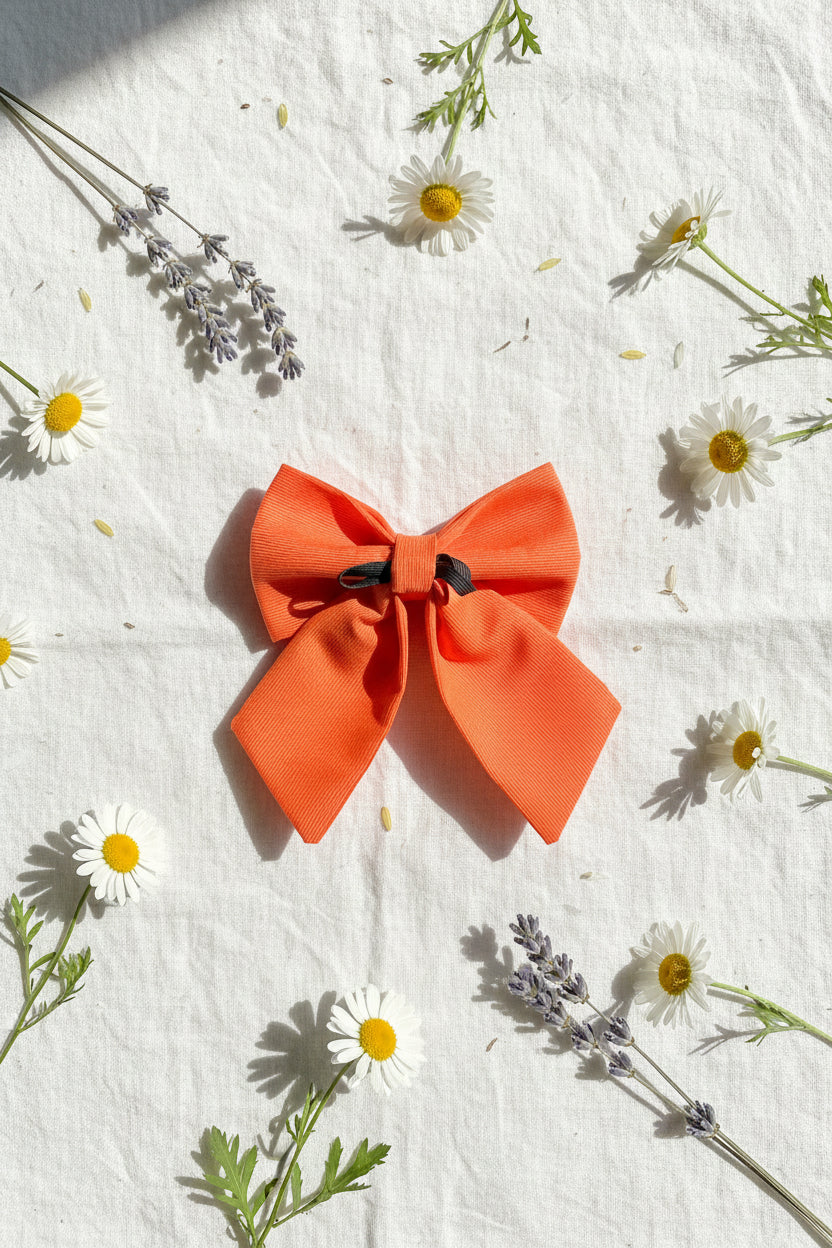 Everyday Corduroy Sailor Bow - Tangerine Pop