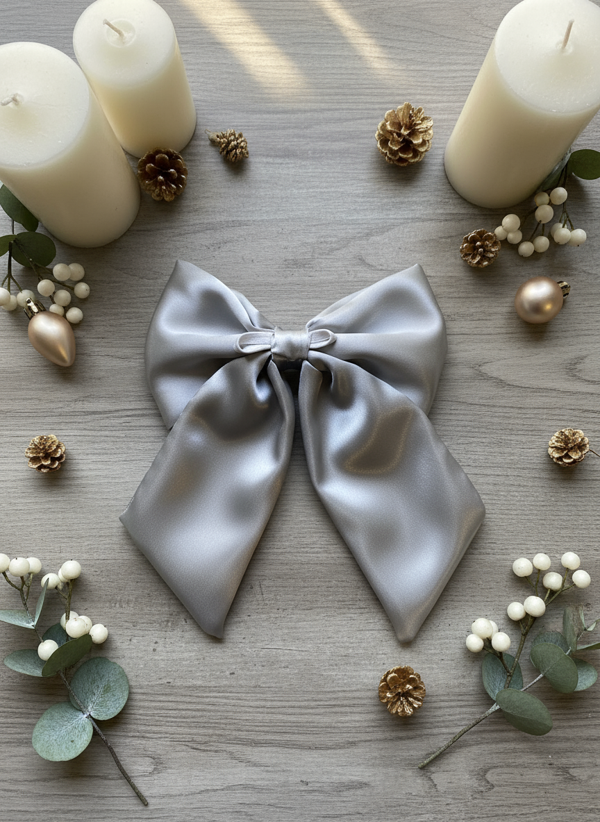 Satin Luxe Sailor Bow - Silver