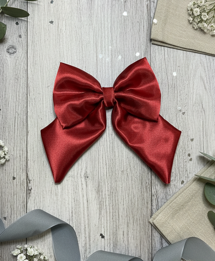Satin Luxe Sailor Bow - Burgundy
